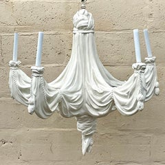 Vintage Boho Plaster Swag Chandelier After Sirmos