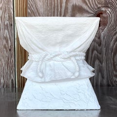 Vintage Boho Plaster Tie Low Stool After John Dickinson