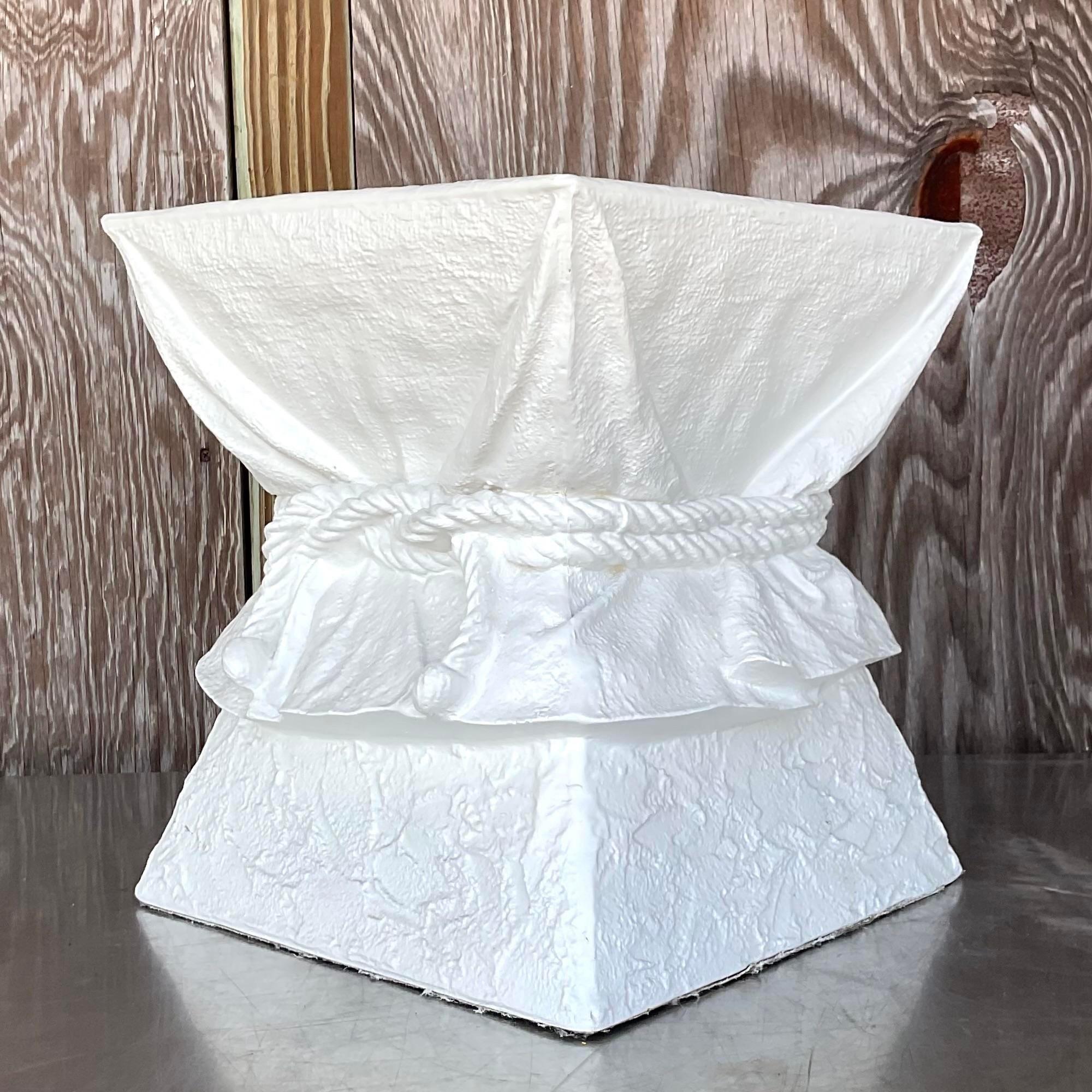 Tabouret bas en plâtre vintage Boho cravate d'après John Dickinson en vente 1