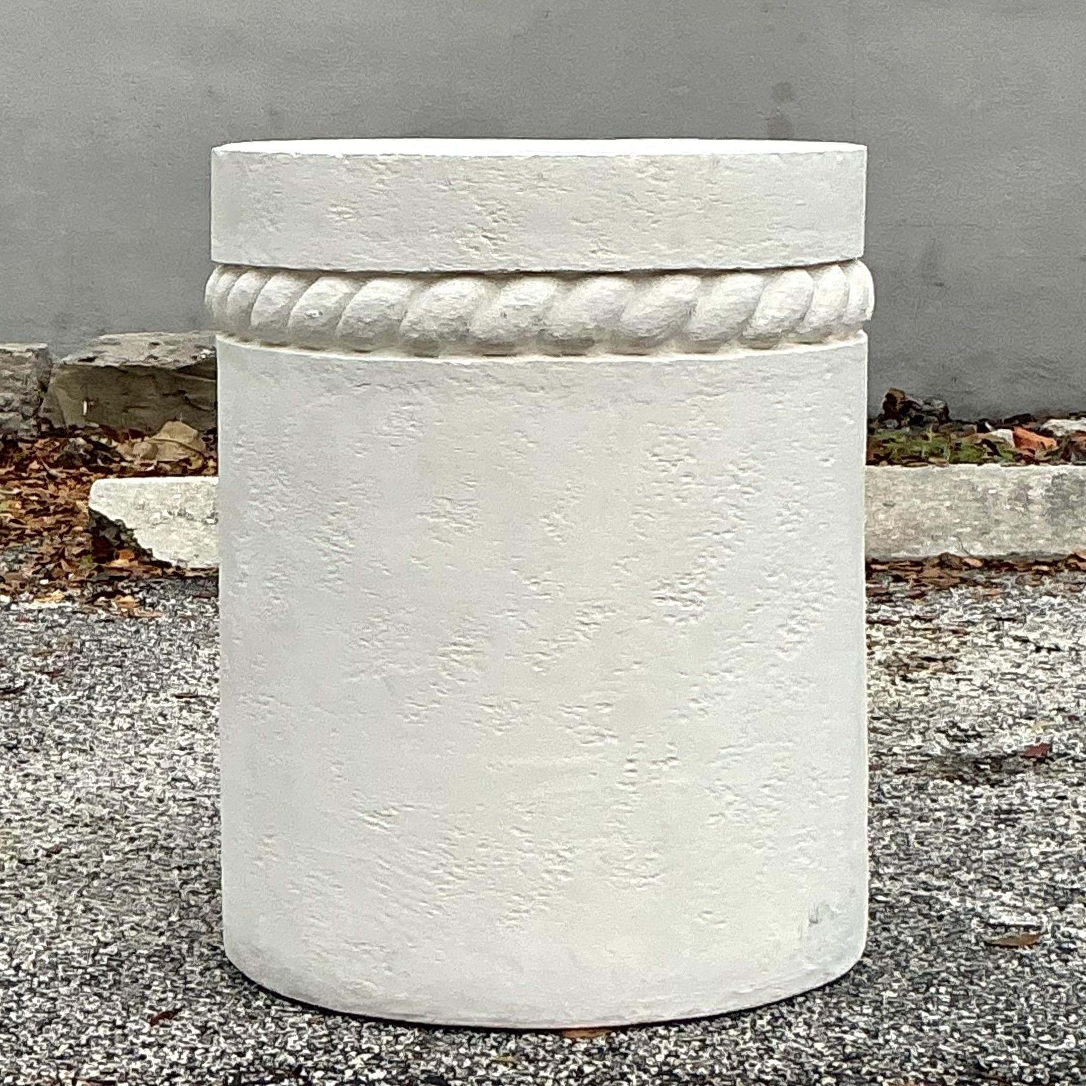 20ième siècle Table d'appoint vintage Boho en plâtre torsadé en vente