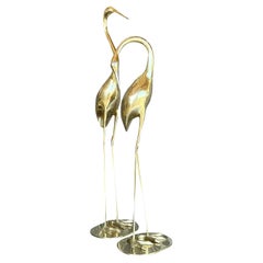 Vintage Boho Polished Brass Cranes- A Pair