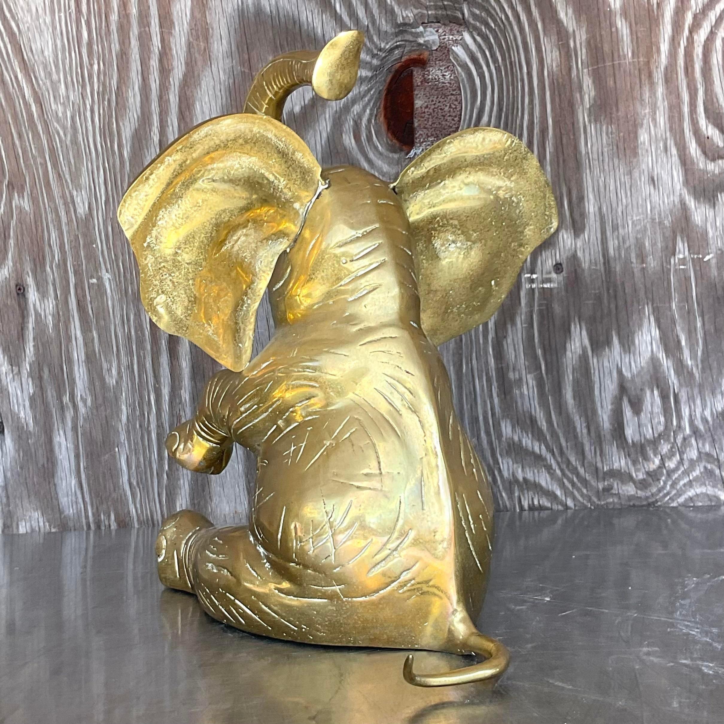 American Vintage Boho Polished Brass Elephant