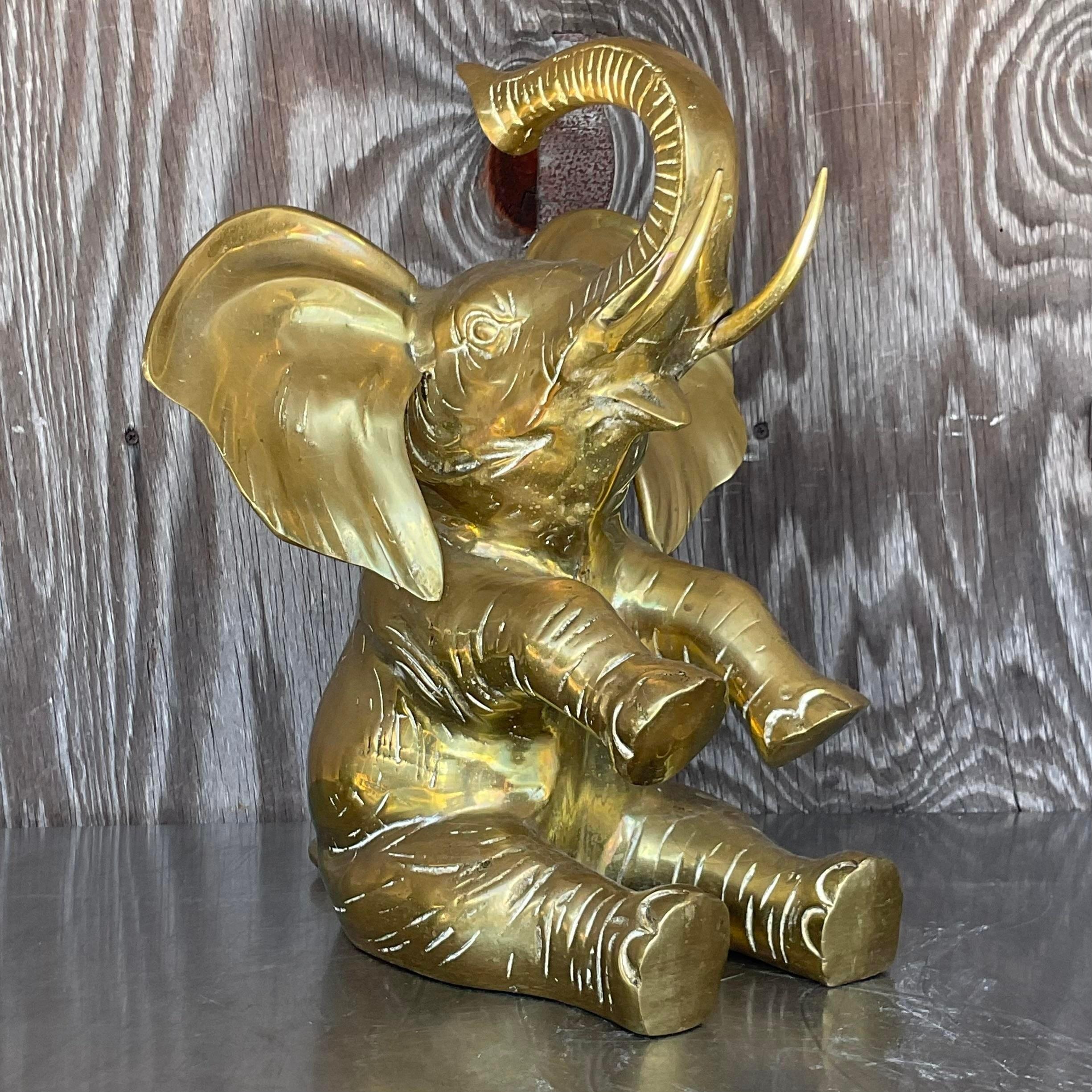 Vintage Boho Polished Brass Elephant 1