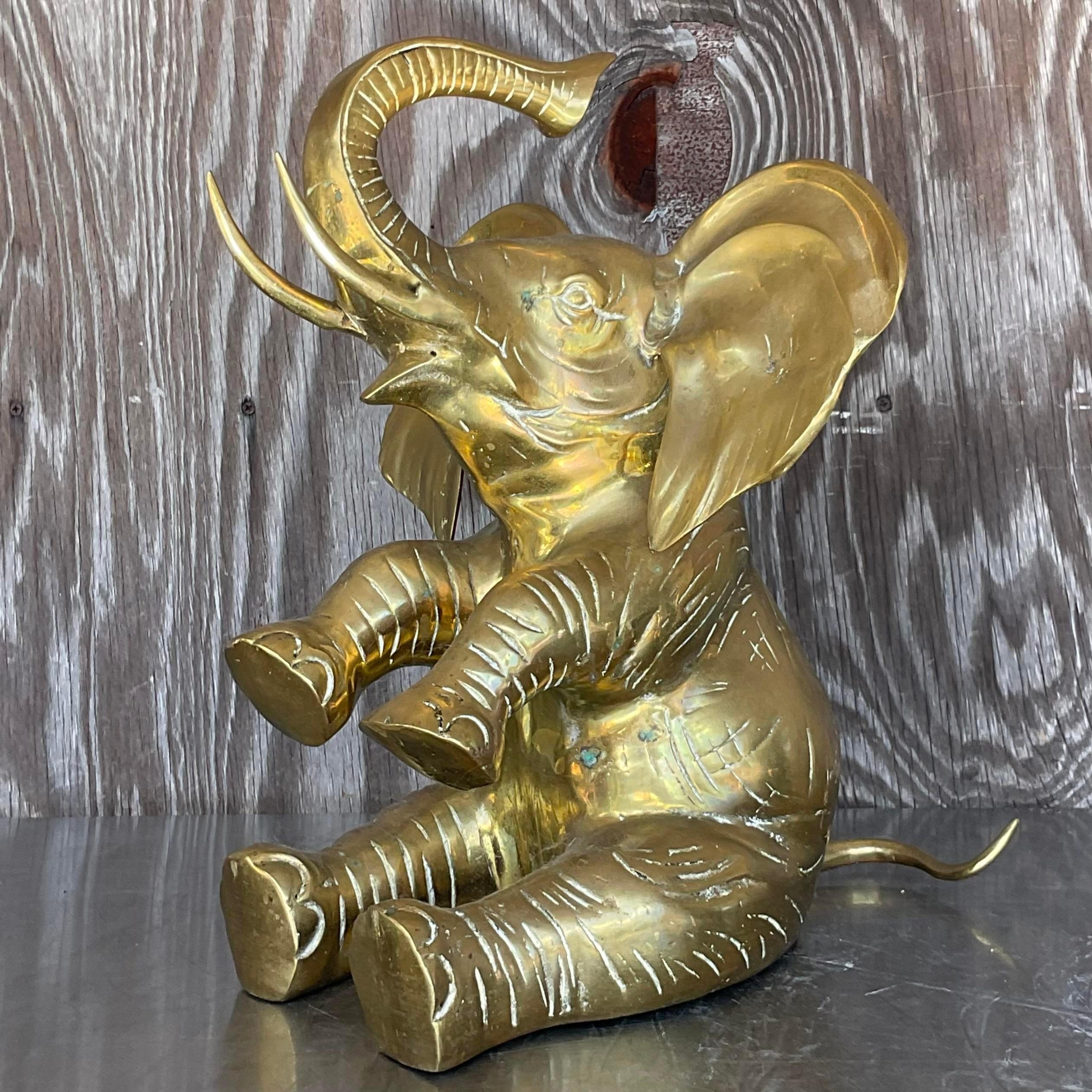 Vintage Boho Polished Brass Elephant 2