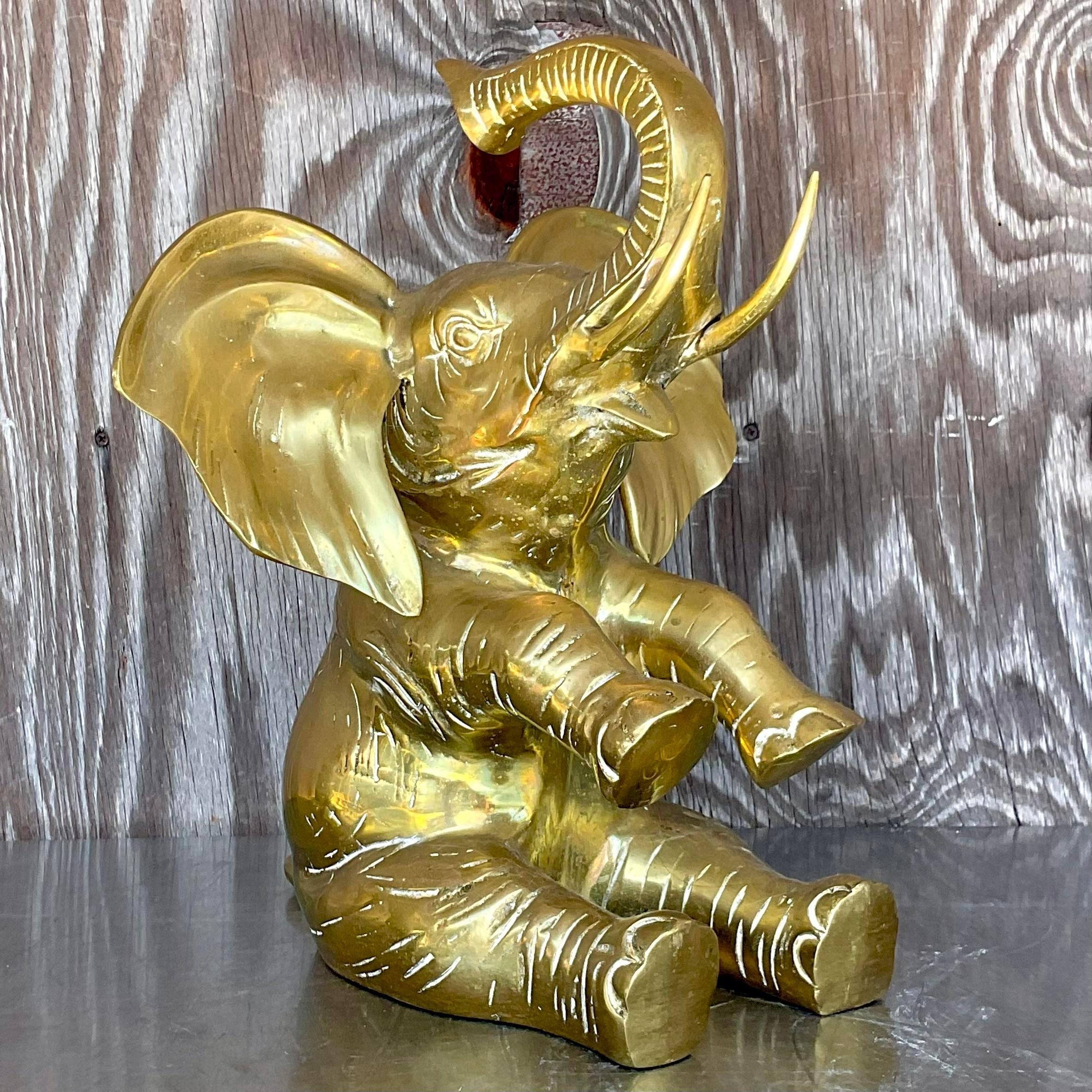Vintage Boho Polished Brass Elephant 3