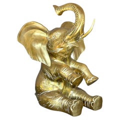Vintage Boho Polished Brass Elephant