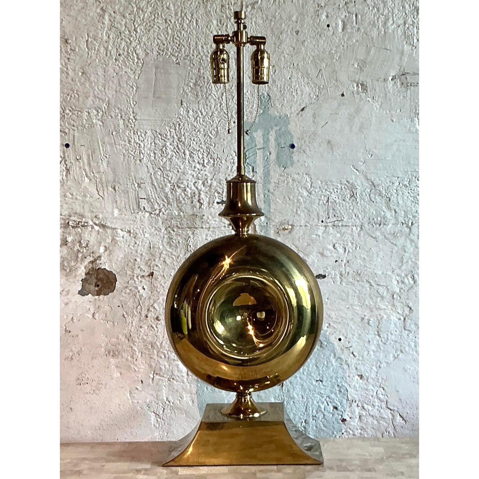 Lámparas vintage boho de latón pulido Regencia de Hollywood en venta