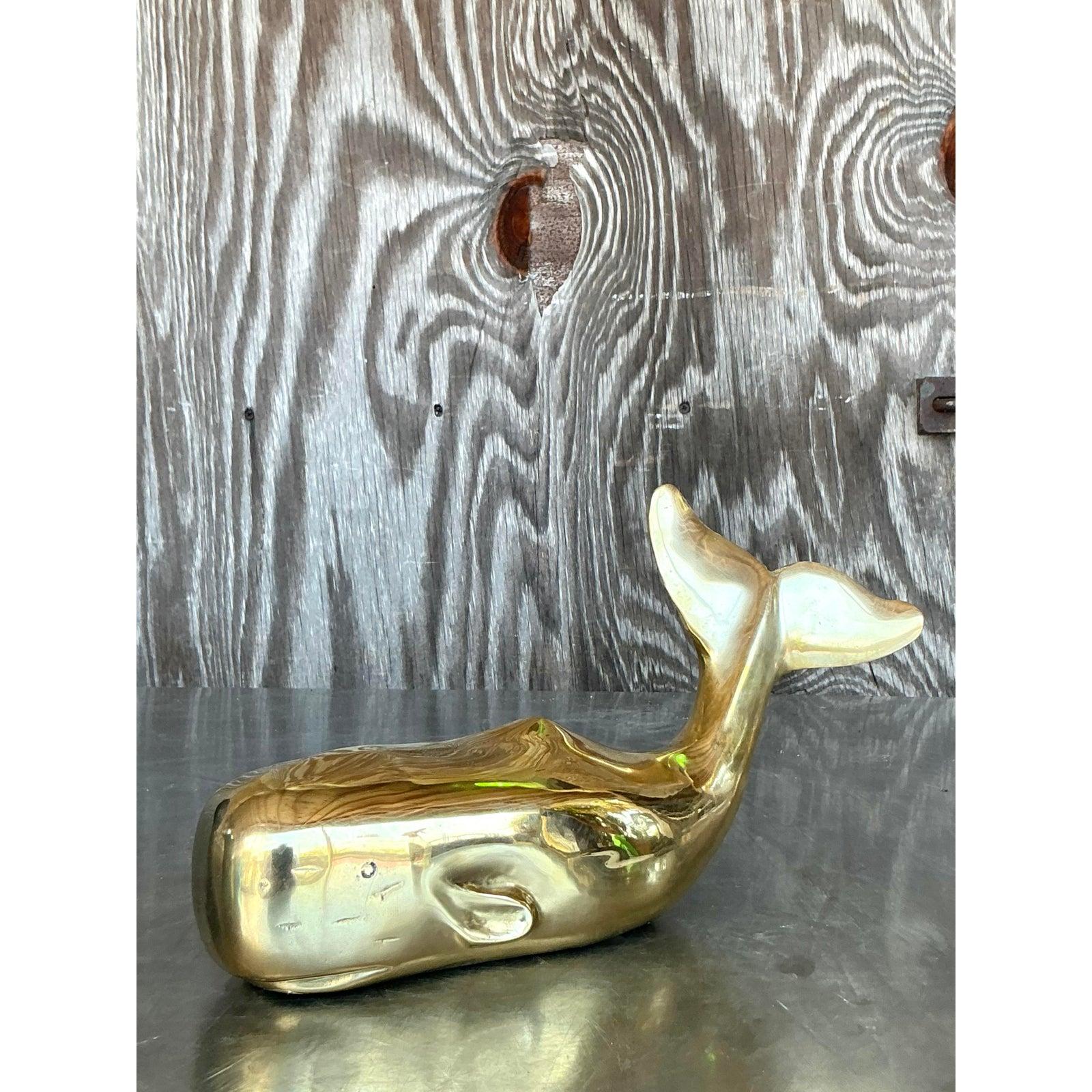 Baleine Vintage Boho en laiton poli Bon état - En vente à West Palm Beach, FL