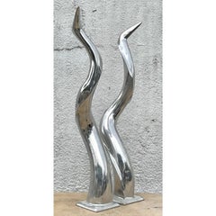 Vintage Boho Polished Chrome Antlers - A Pair