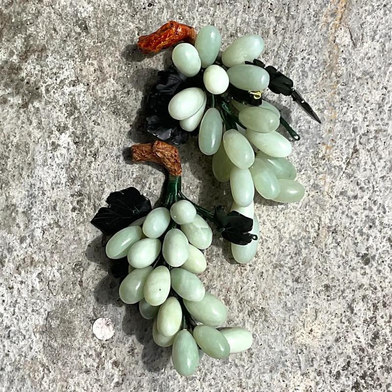 American Vintage Boho Polished Stone Grape Clusters - a Pair For Sale