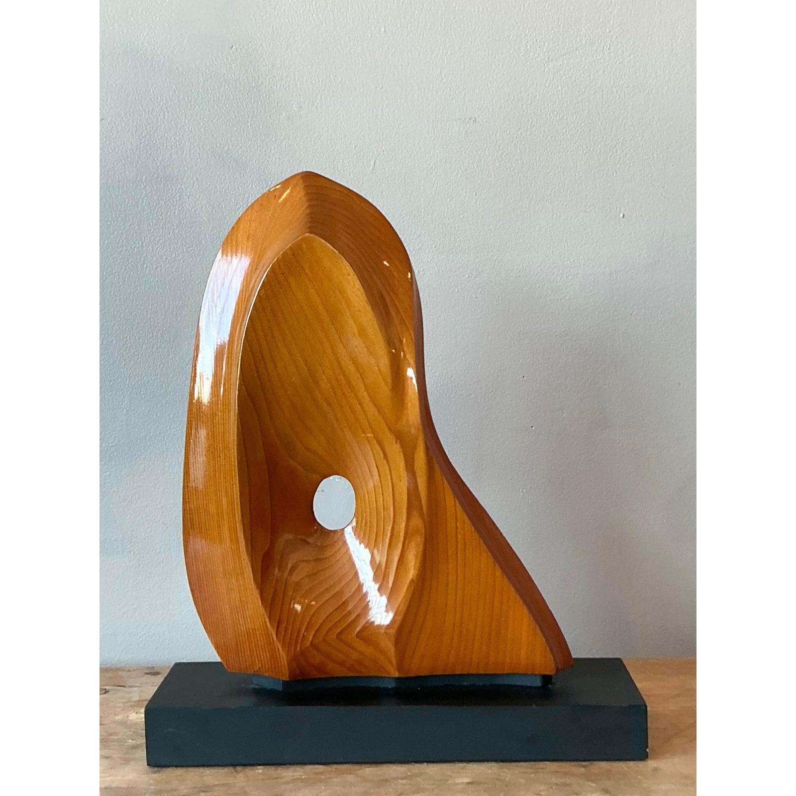 Mid-Century moderno Scultura astratta in legno lucidato vintage Boho in vendita