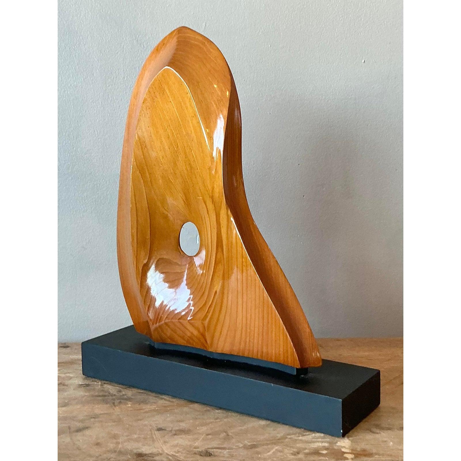 XX secolo Scultura astratta in legno lucidato vintage Boho in vendita