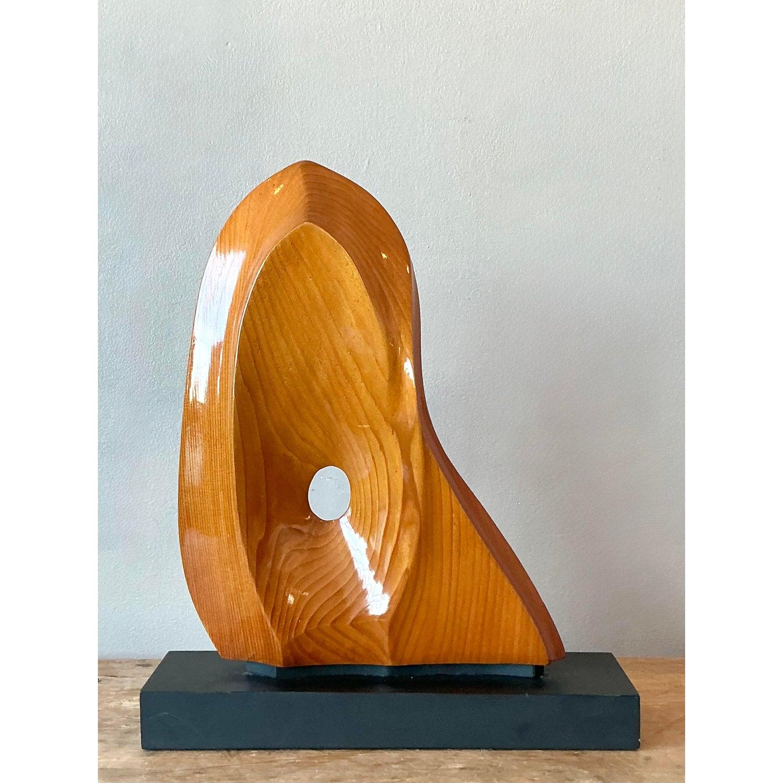 Legno Scultura astratta in legno lucidato vintage Boho in vendita