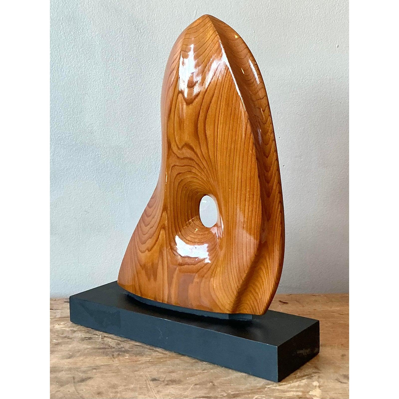 Scultura astratta in legno lucidato vintage Boho in vendita 2