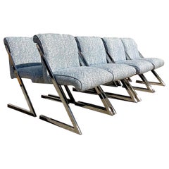 Vintage Boho Polished Z Chrome Dining Chairs After Milo Baughman - Set of 8