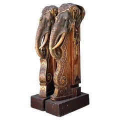 Vintage Boho Polychromed Elephant Statues - A Pair