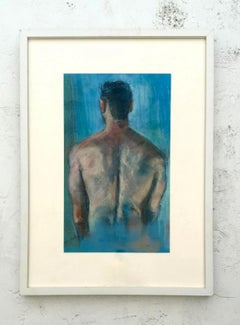 Vintage Boho Portrait of a Man Oil Pastel on Canvas