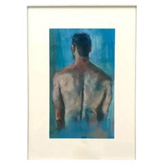 Vintage Boho Portrait of a Man Oil Pastel on Canvas