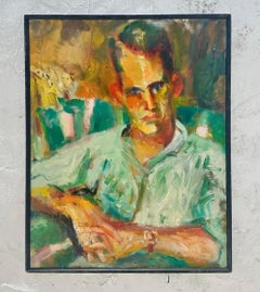 Vintage Boho Portrait of Man Oil Painting on Canvas