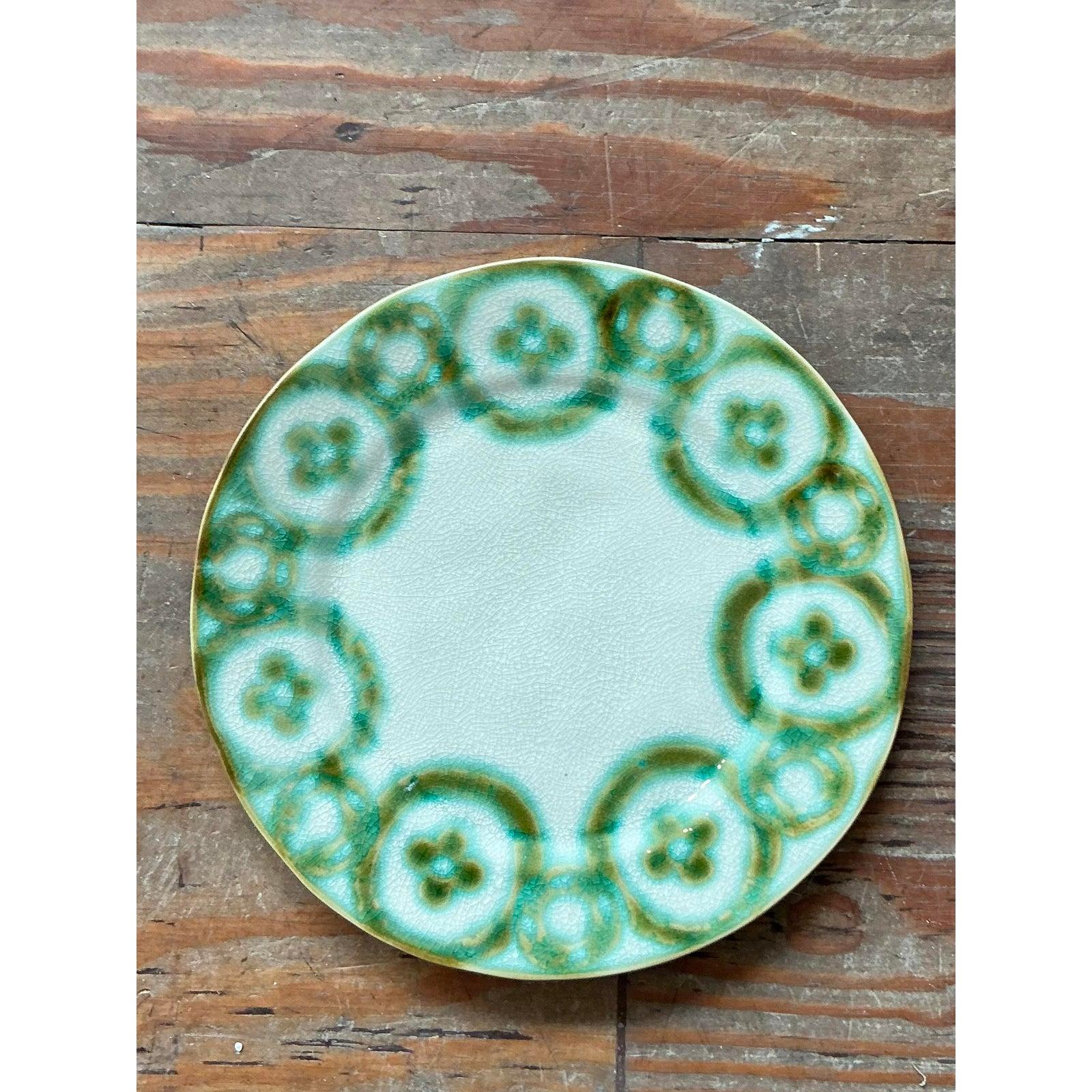 Assiettes à dîner vintage boho portugaises peintes à la main - Lot de 8 Bon état - En vente à West Palm Beach, FL