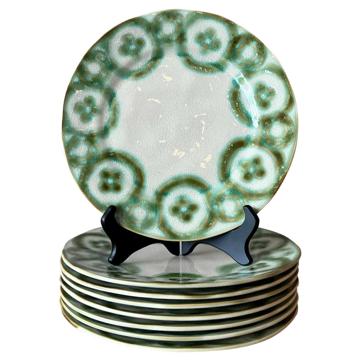 Assiettes à dîner vintage boho portugaises peintes à la main - Lot de 8 en vente