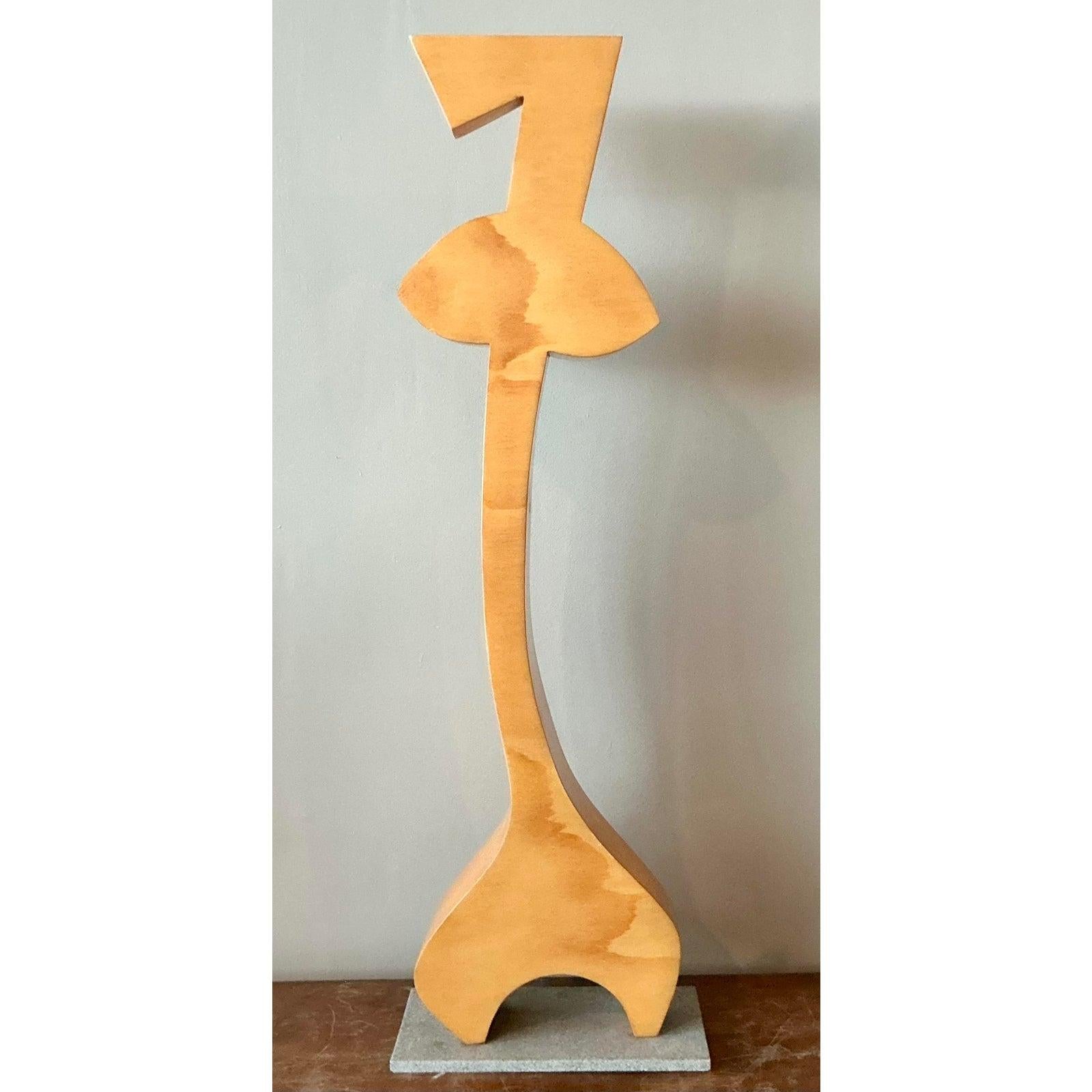 Americano Scultura in legno astratta vintage boho postmoderna in vendita