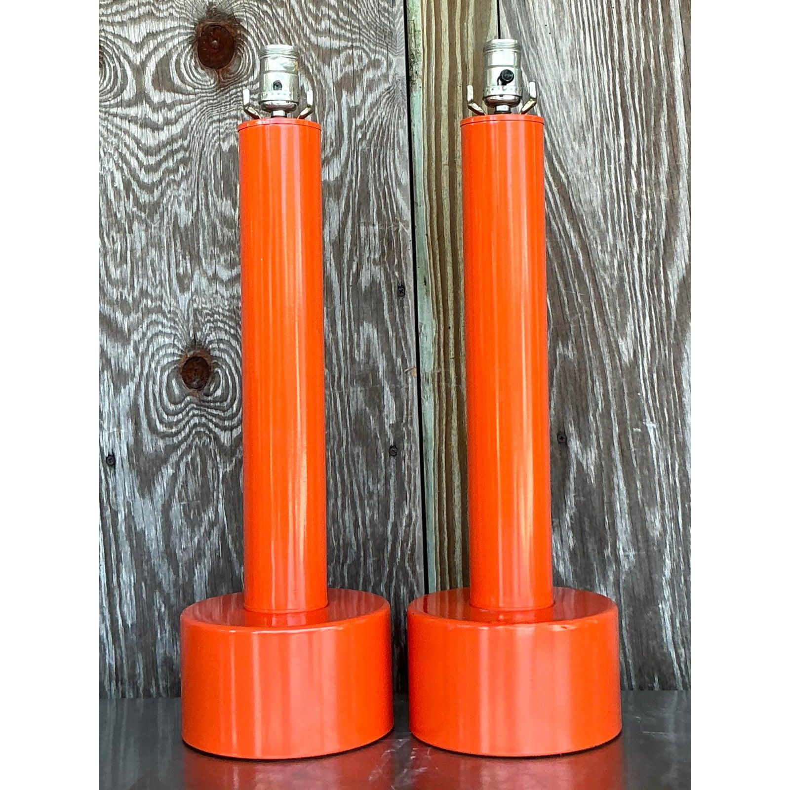 Lampes laquées vintage boho postmoderne - une paire en vente 2