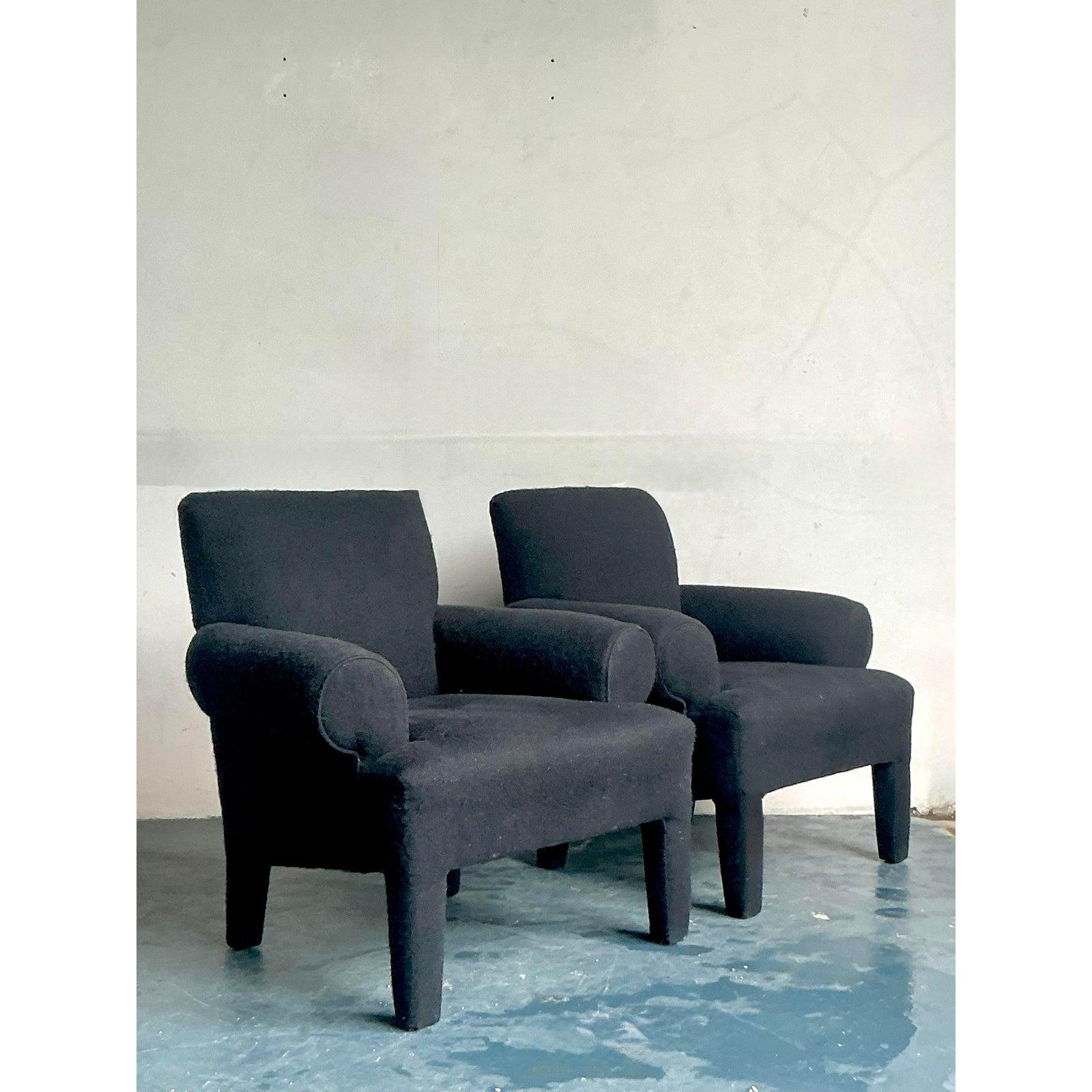 American Vintage Boho Postmodern Lounge Chairs After Donghia - A Pair For Sale