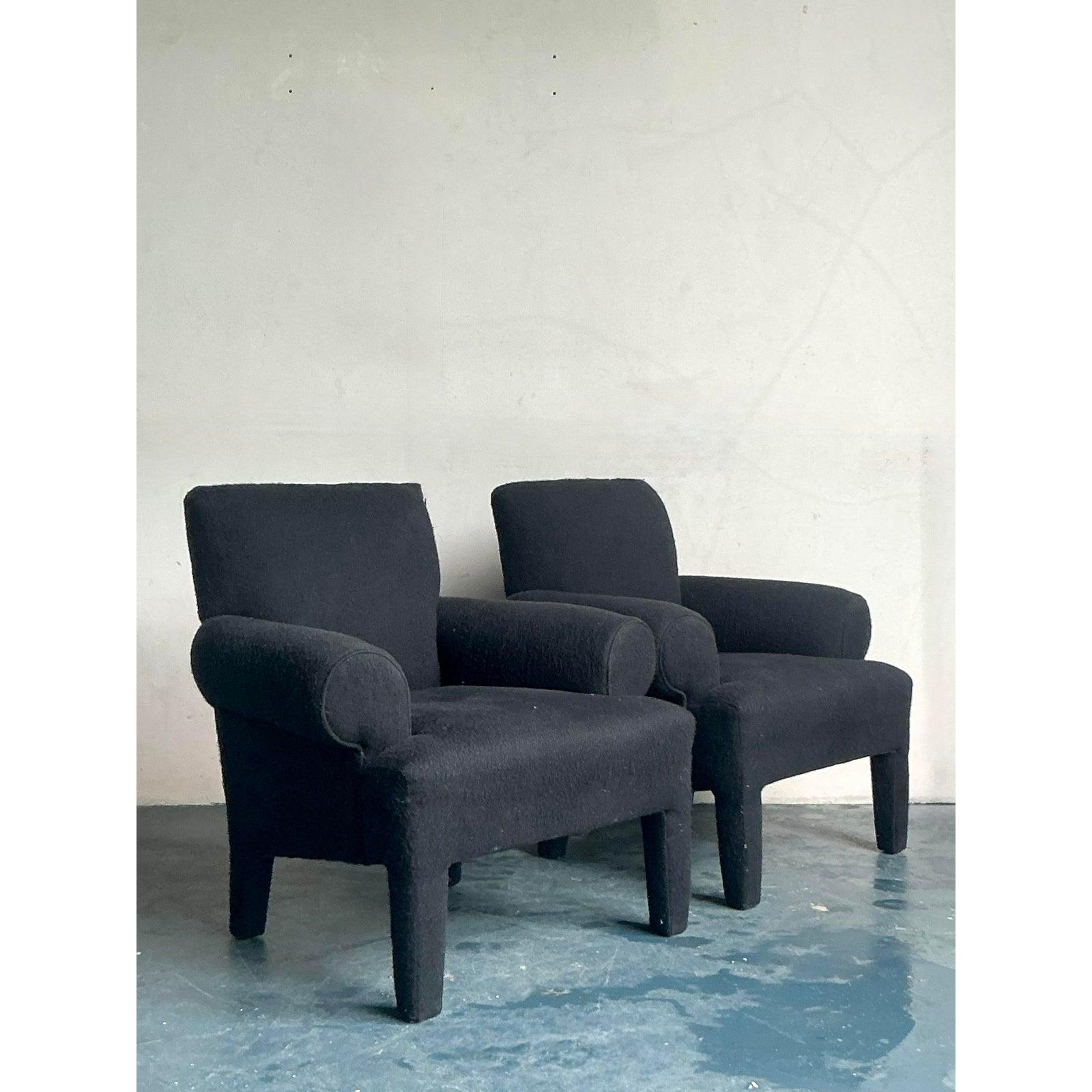 20th Century Vintage Boho Postmodern Lounge Chairs After Donghia - A Pair For Sale