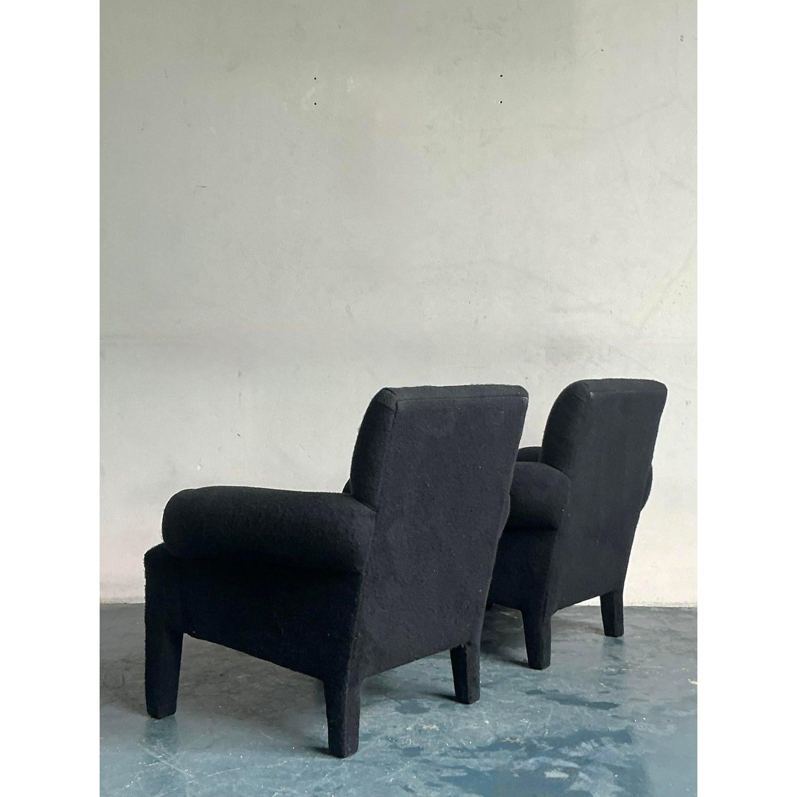 Bouclé Vintage Boho Postmodern Lounge Chairs After Donghia - A Pair For Sale