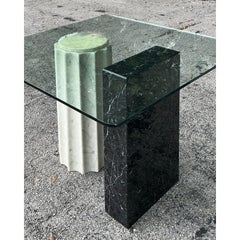 Vintage Boho Postmodern Stone Card Table