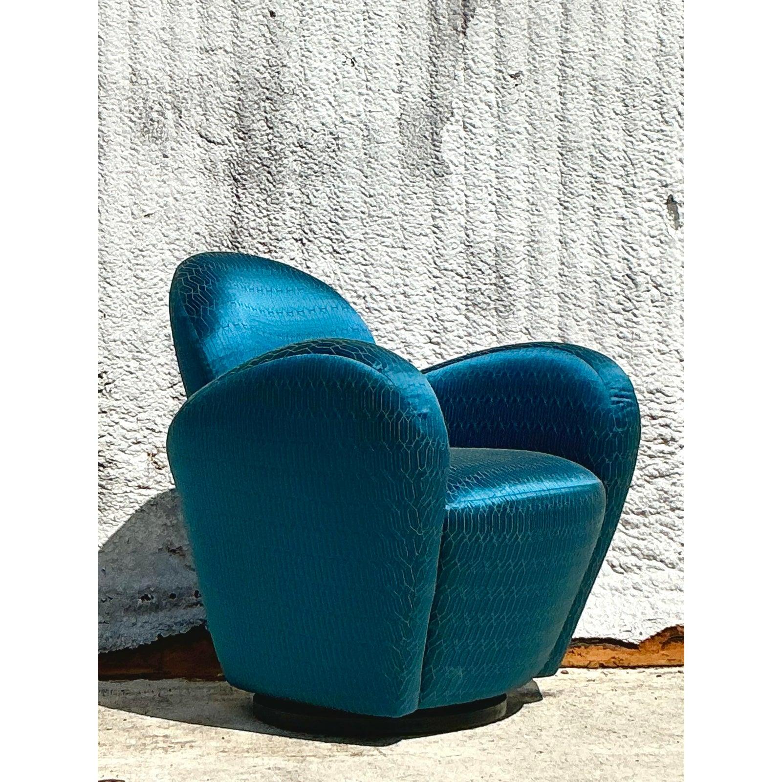 Chaise pivotante bohème postmoderne d'après Michael Wolk pour Directional en vente 4
