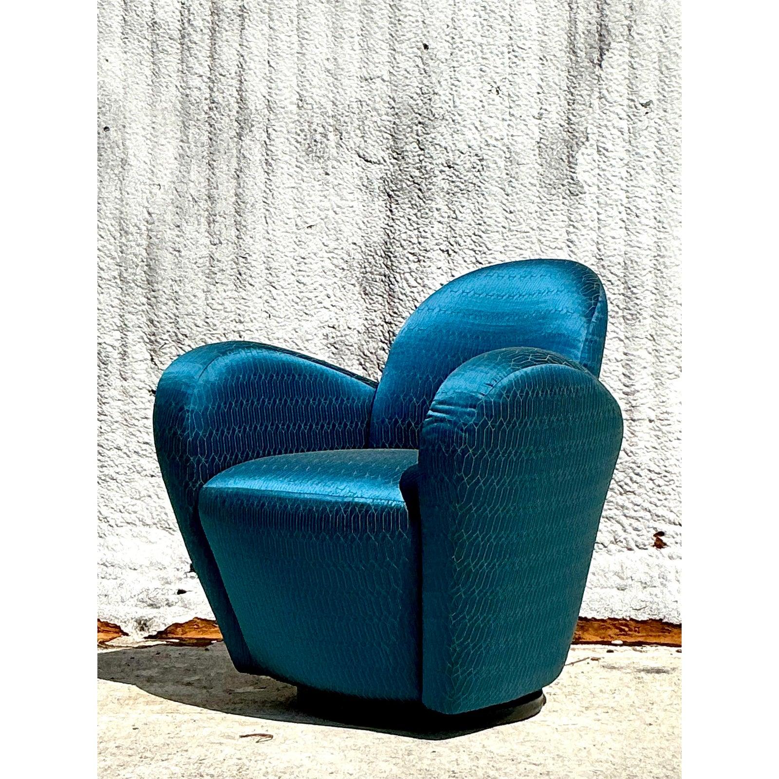 Tissu Chaise pivotante bohème postmoderne d'après Michael Wolk pour Directional en vente