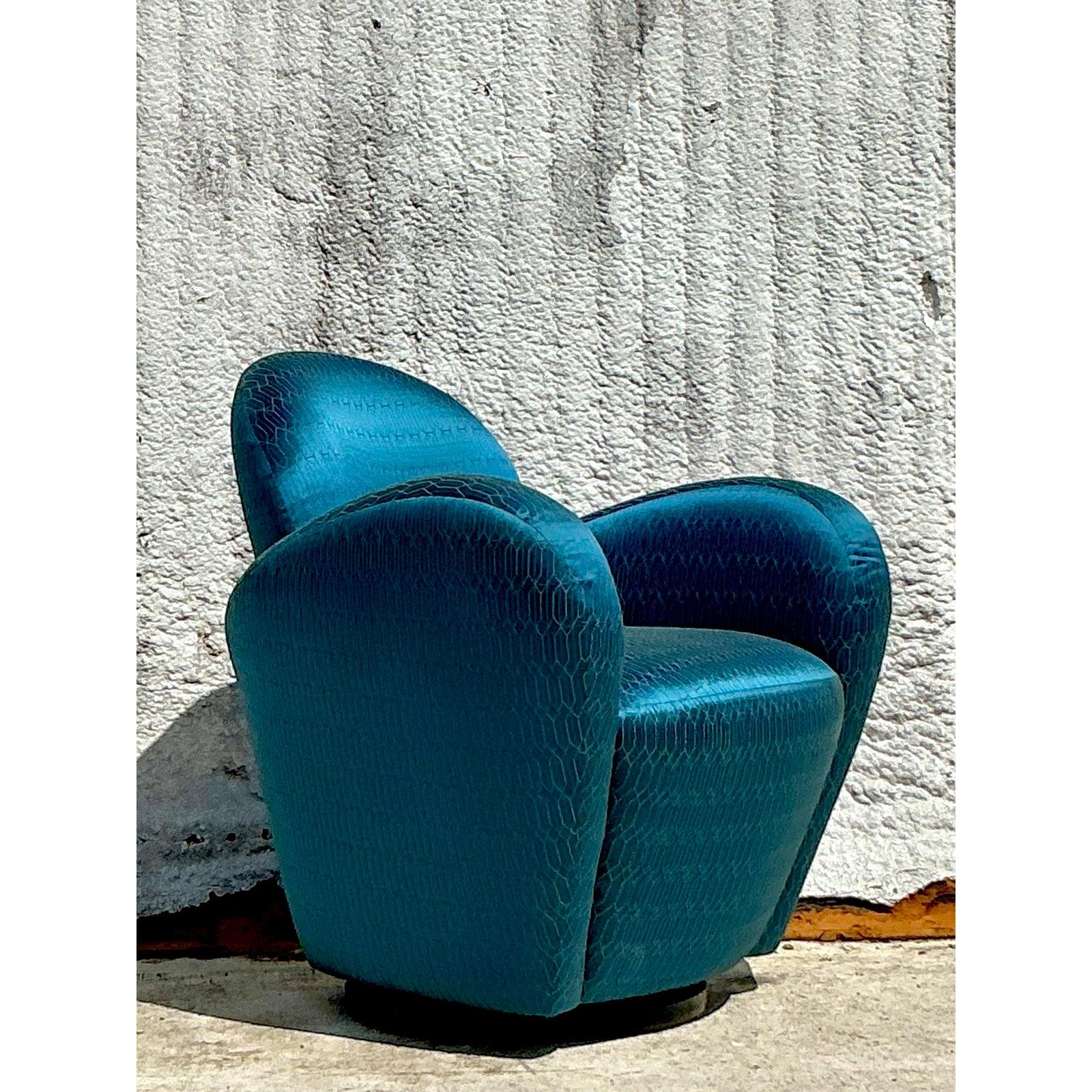Chaise pivotante bohème postmoderne d'après Michael Wolk pour Directional en vente 1