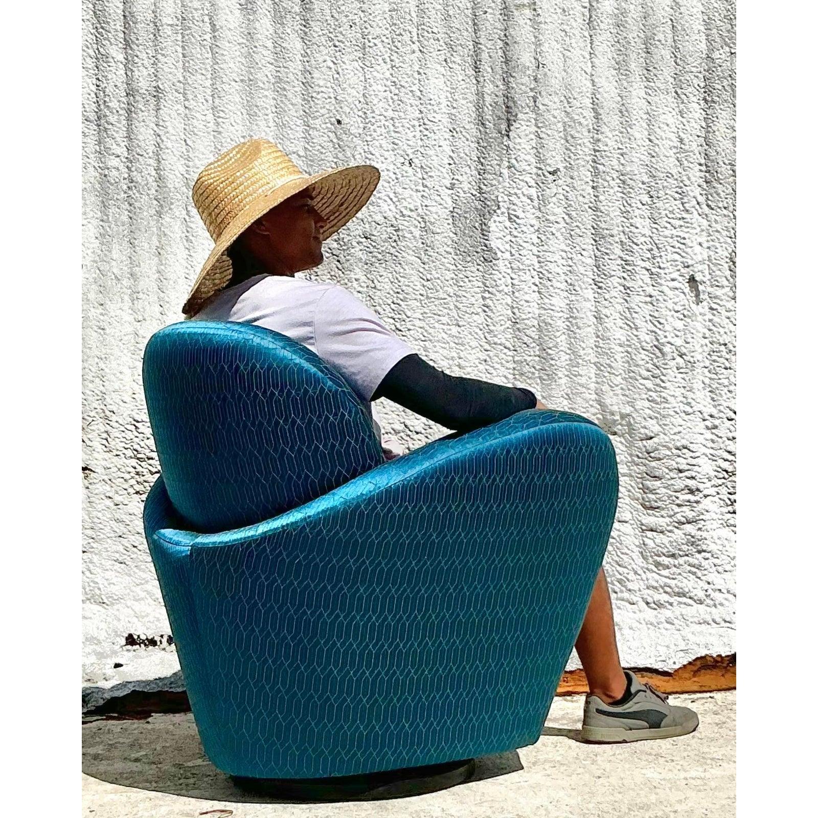 Chaise pivotante bohème postmoderne d'après Michael Wolk pour Directional en vente 2