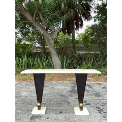 Vintage Boho Postmodern Tessellated Bone Console Table