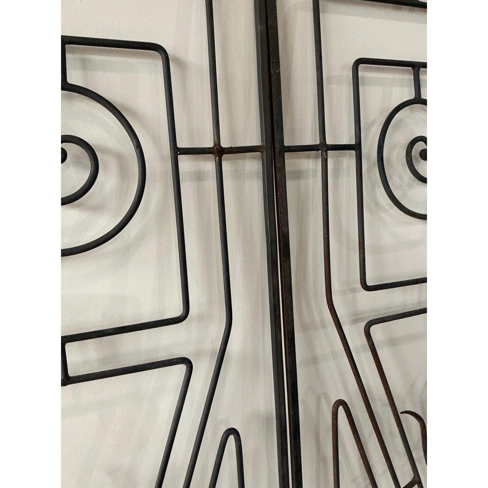 Vintage Boho Postmodern Wrought Iron Panels - A Pair For Sale 2