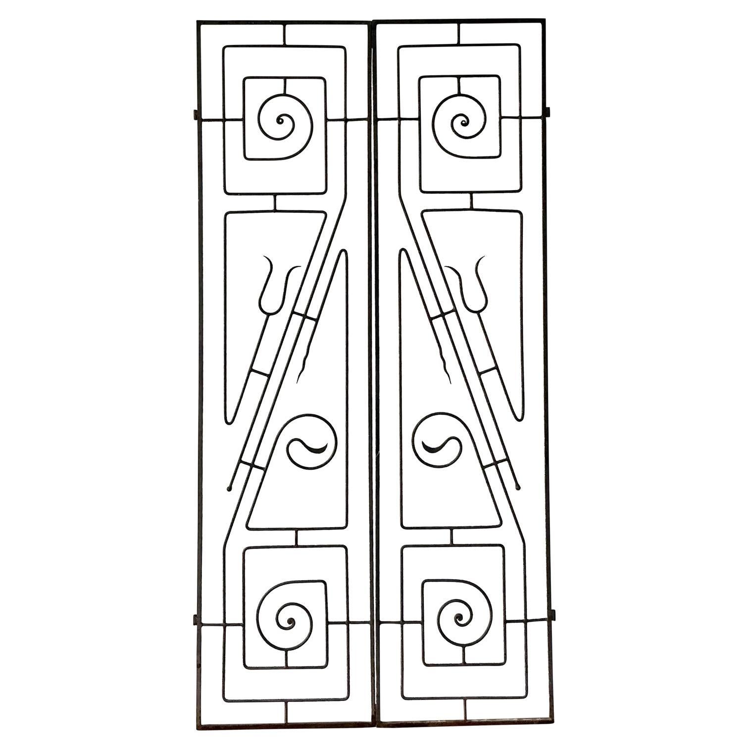 Vintage Boho Postmodern Wrought Iron Panels - A Pair