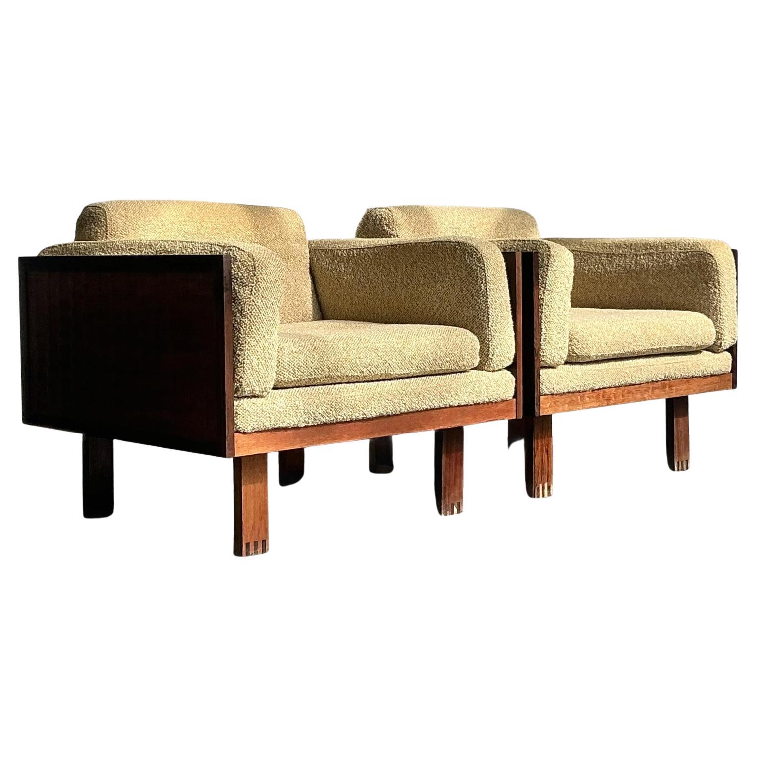 Vintage Boho Poul Cadovius “Govenor” Teak Case Lounge Chairs - A Pair For Sale