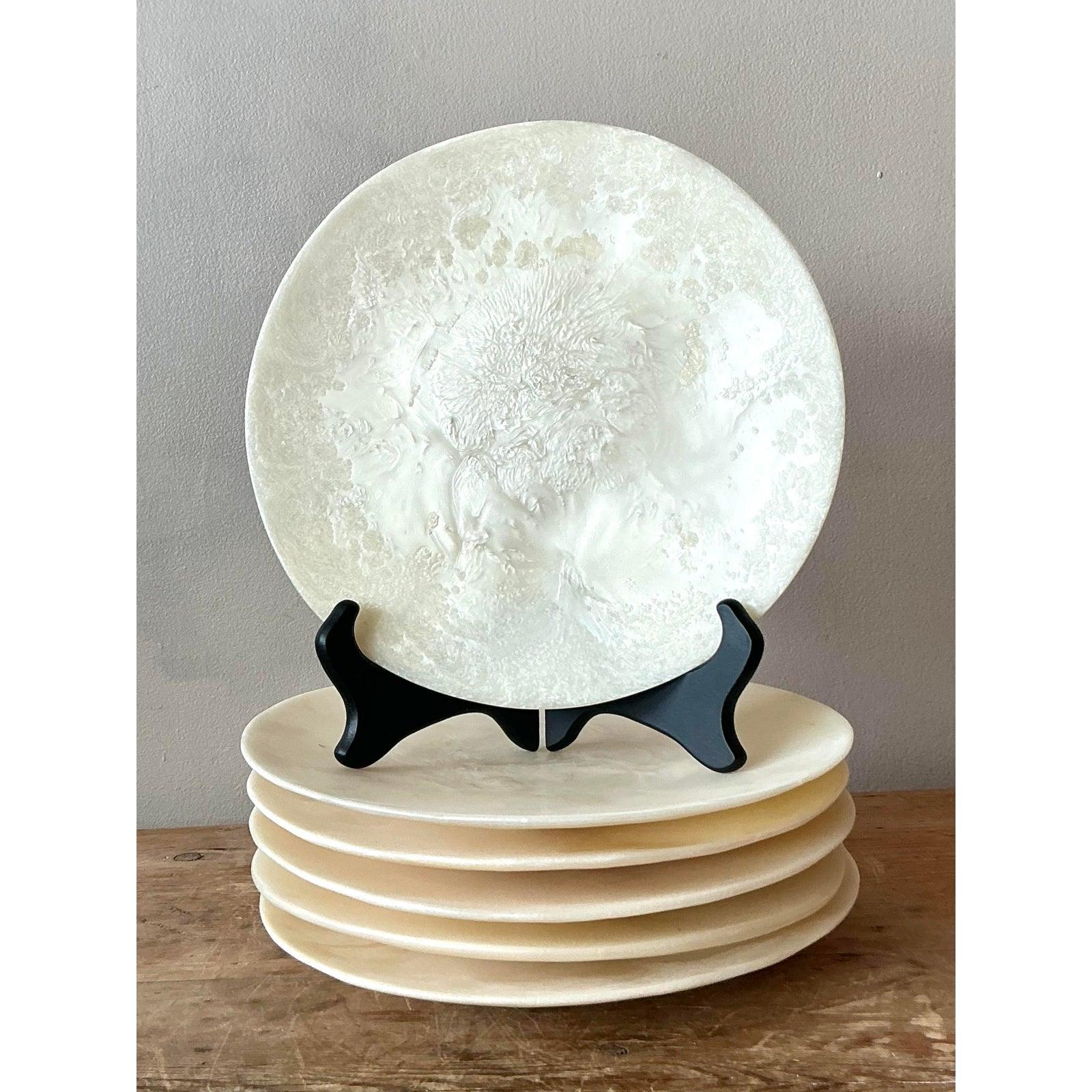 American Vintage Boho Poured Resin Plates - Set of 6 For Sale