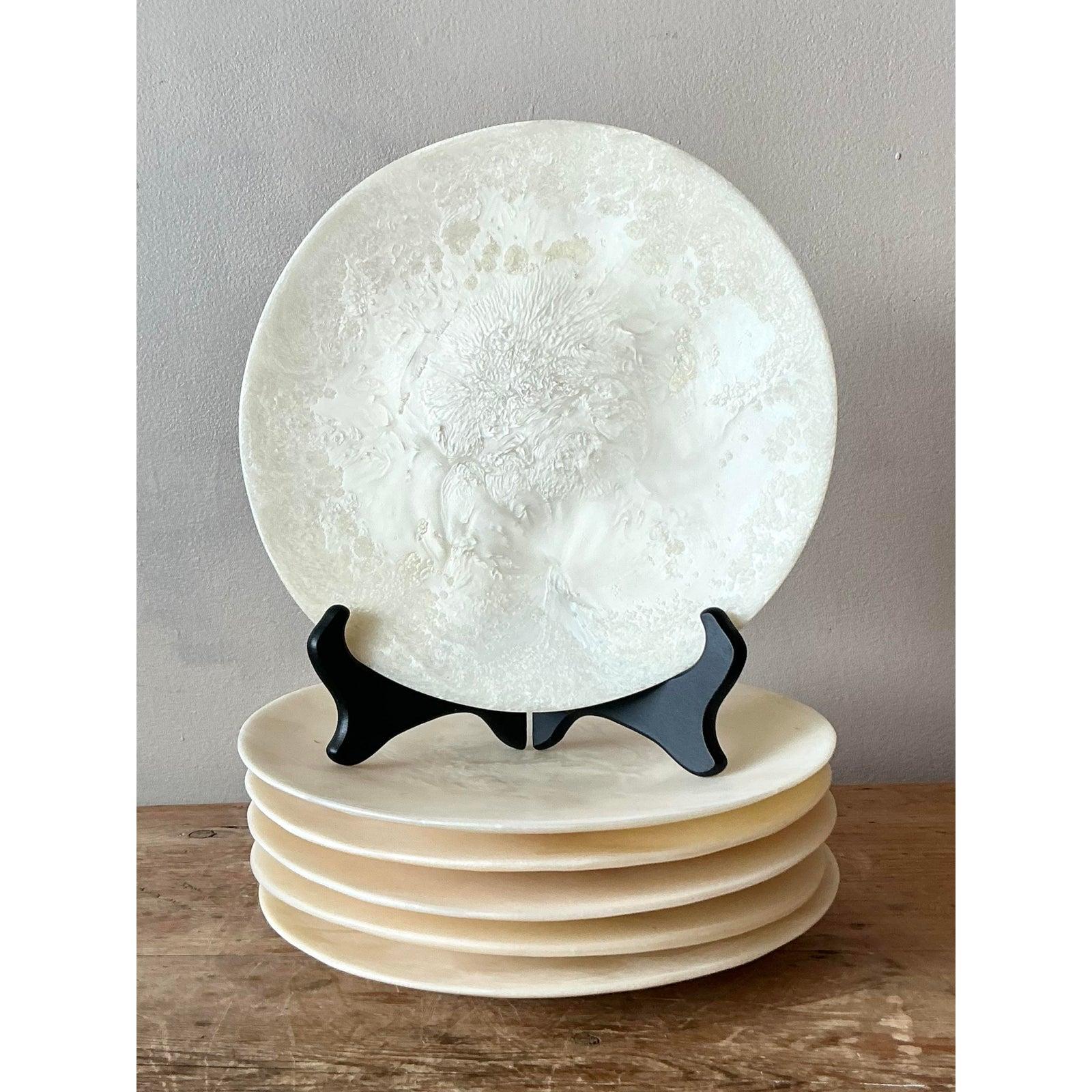 20th Century Vintage Boho Poured Resin Plates - Set of 6 For Sale