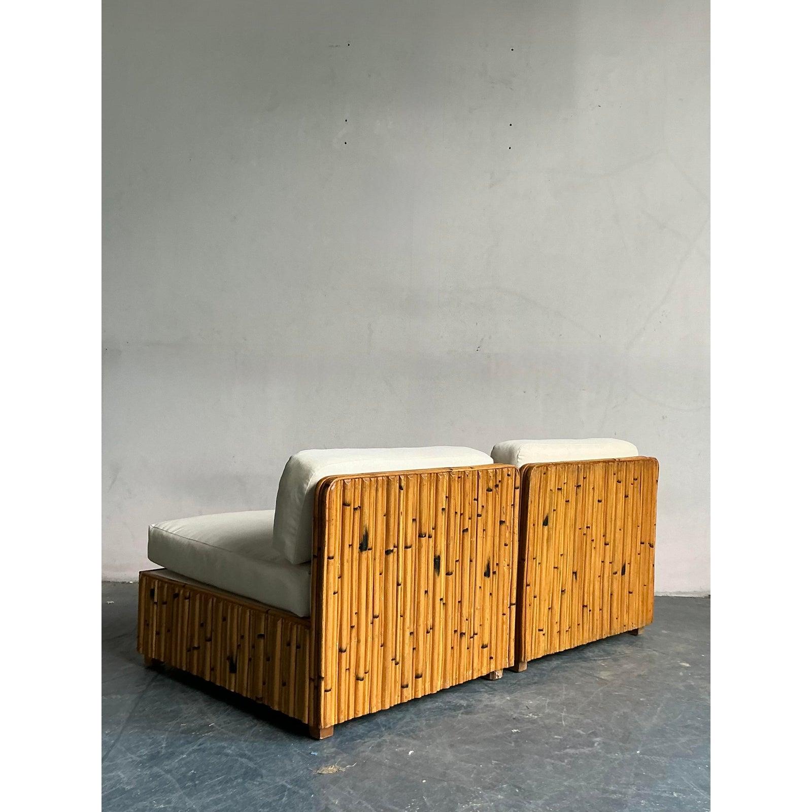 Pareja de sillas de ratán boho vintage con forma de pretzel en Bueno estado para la venta en West Palm Beach, FL