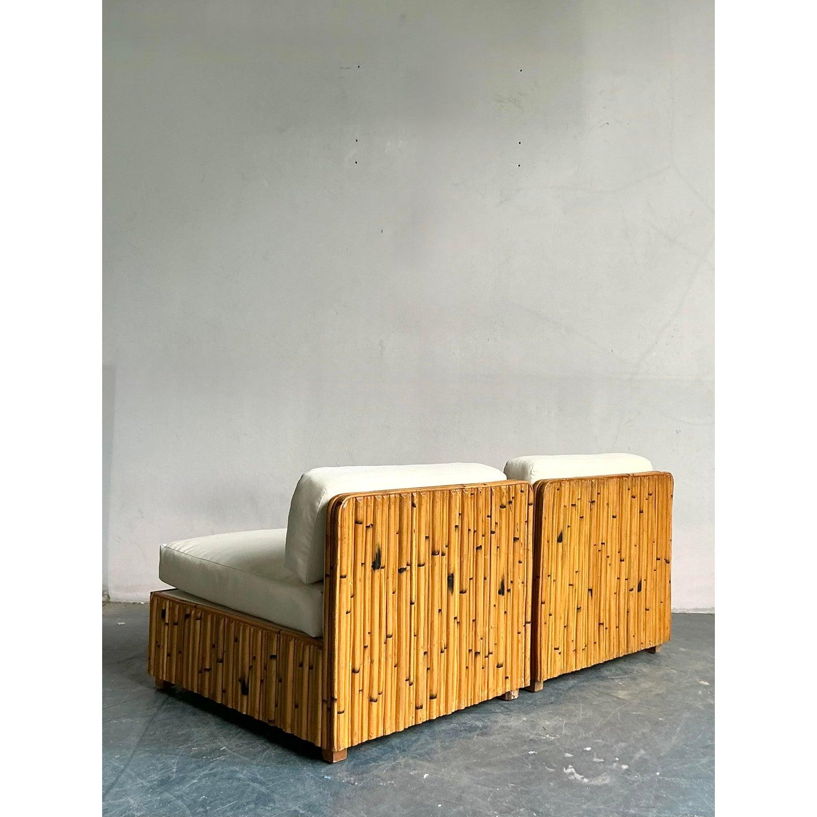 Pareja de sillas de ratán boho vintage con forma de pretzel siglo XX en venta