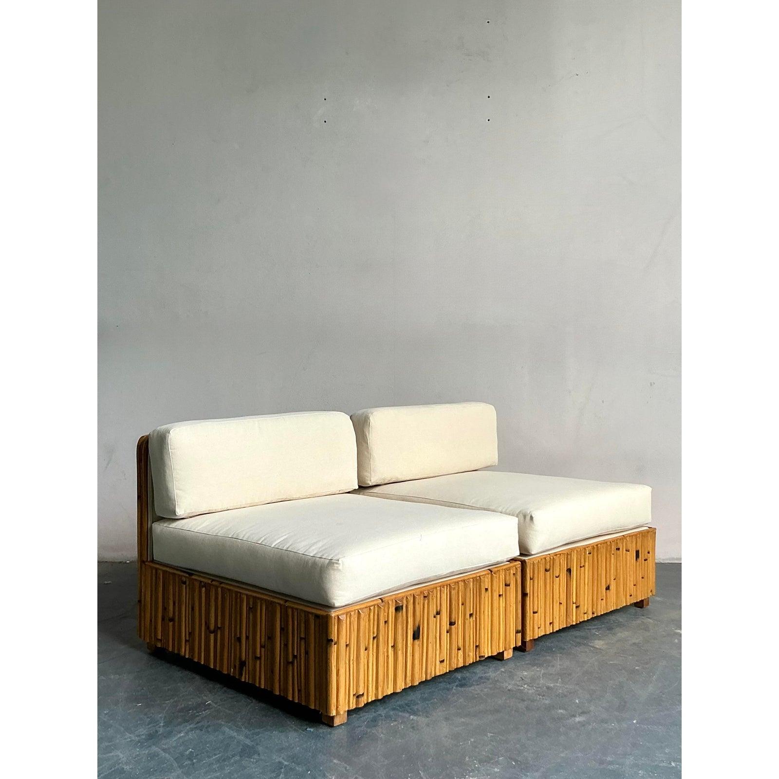 Pareja de sillas de ratán boho vintage con forma de pretzel en venta 1