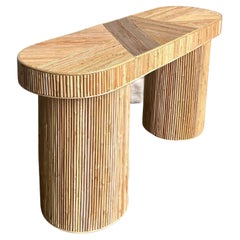 Tavolo consolle in stile boho Pretzel Reed d'epoca
