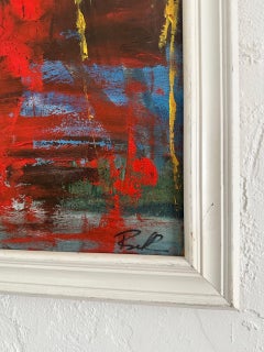 Vintage Boho Primary Abstract Original Oil on Canvas