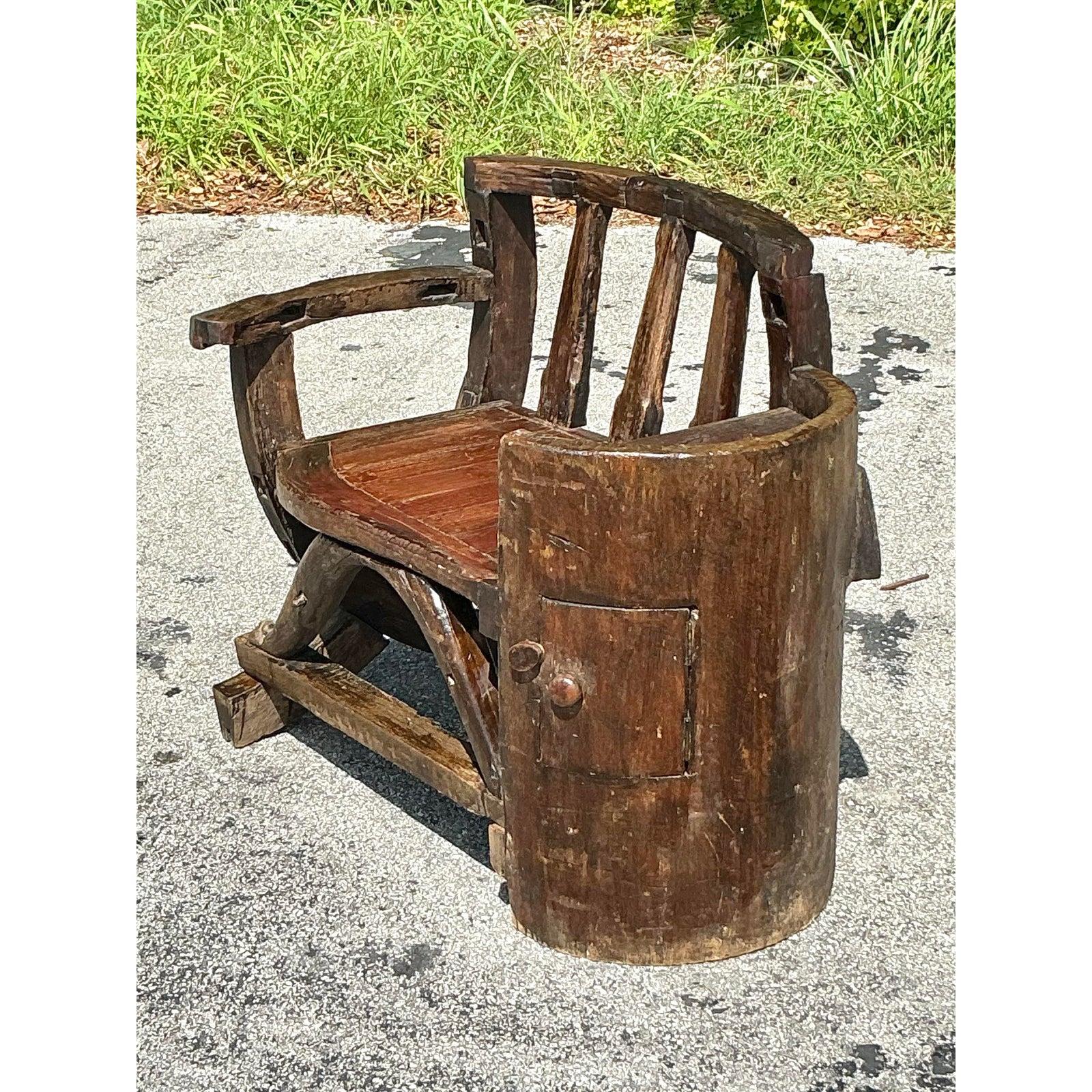 Vintage Boho Primitive Bench For Sale 3