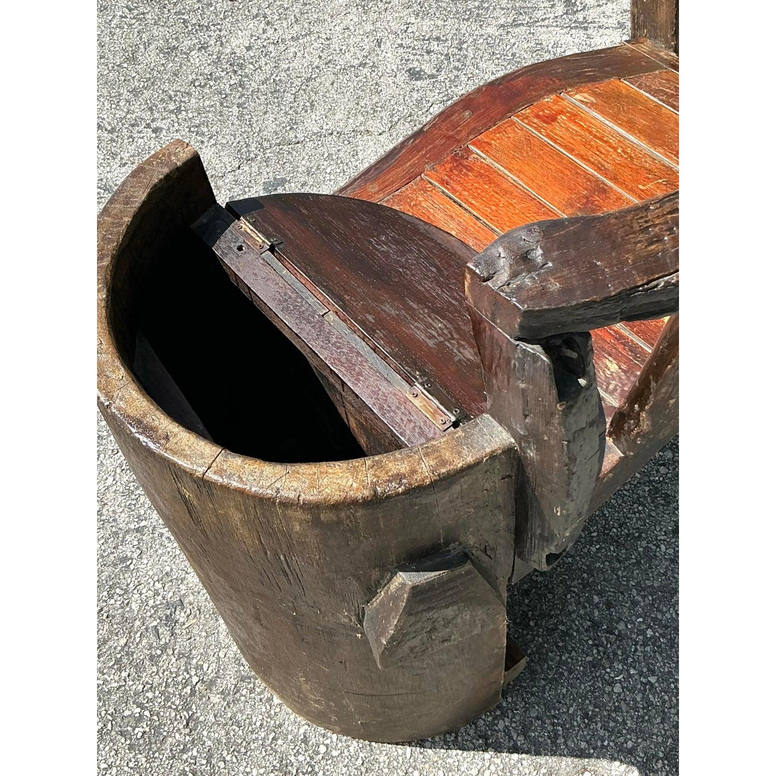 Brutalist Vintage Boho Primitive Bench For Sale