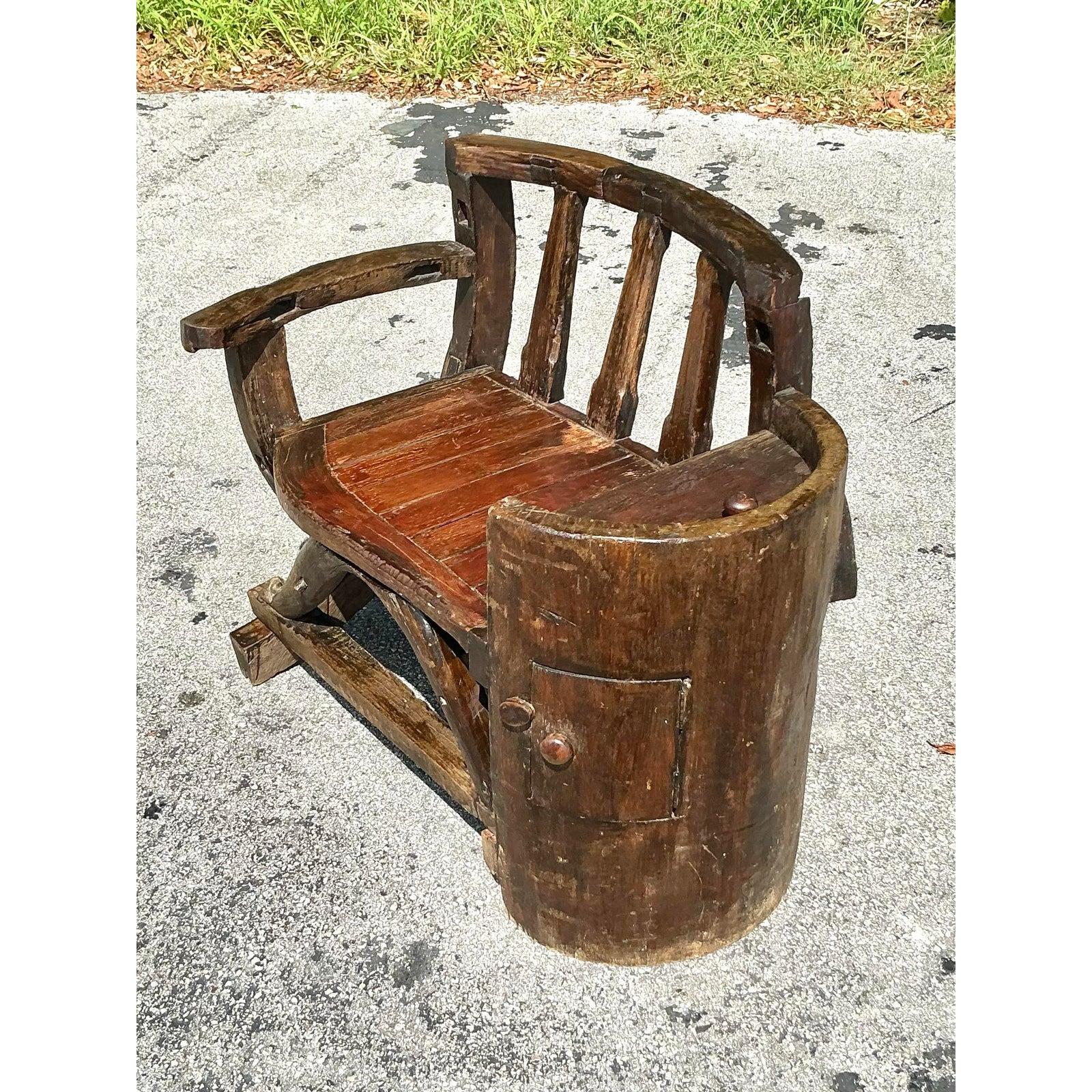 American Vintage Boho Primitive Bench For Sale
