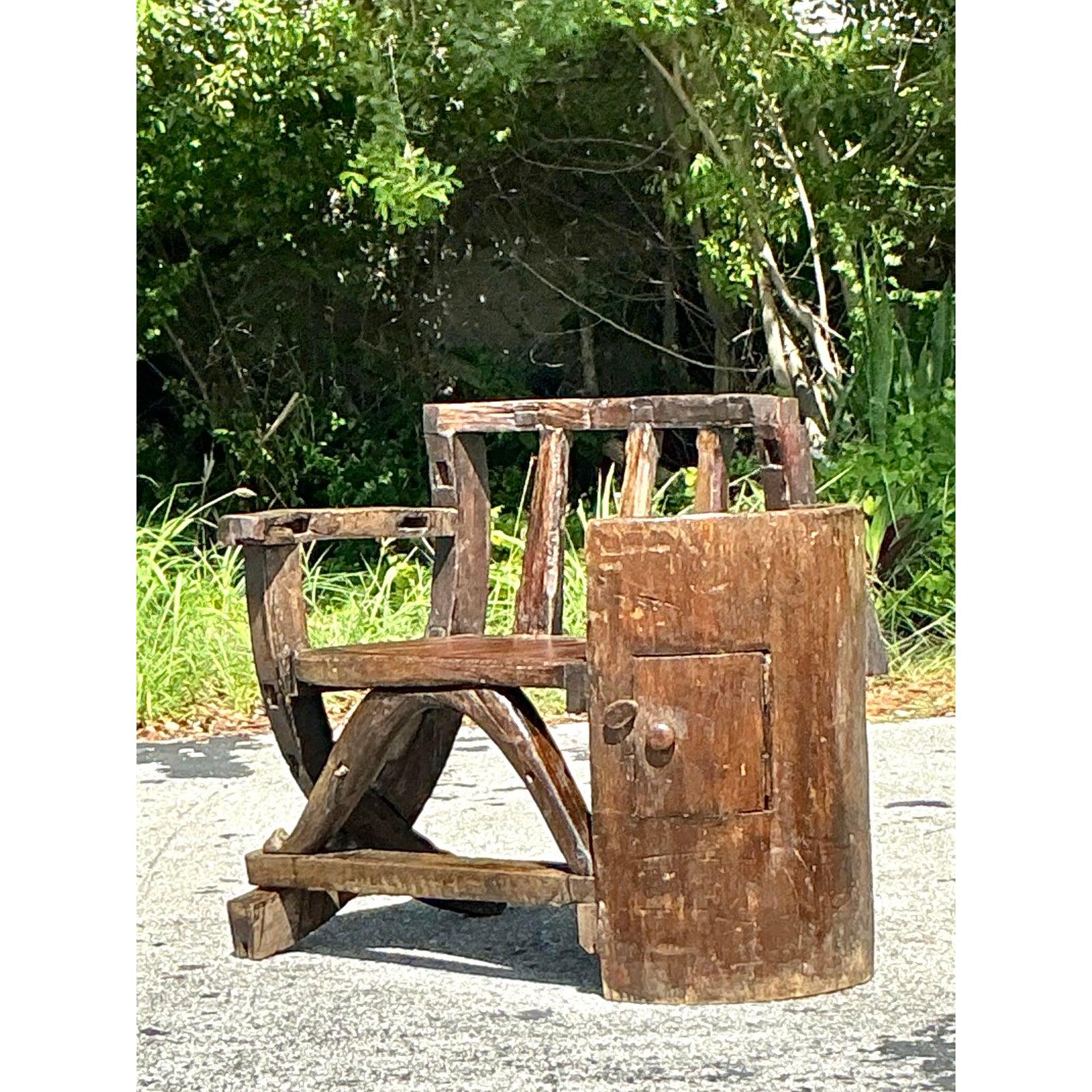 Vintage Boho Primitive Bench For Sale 1